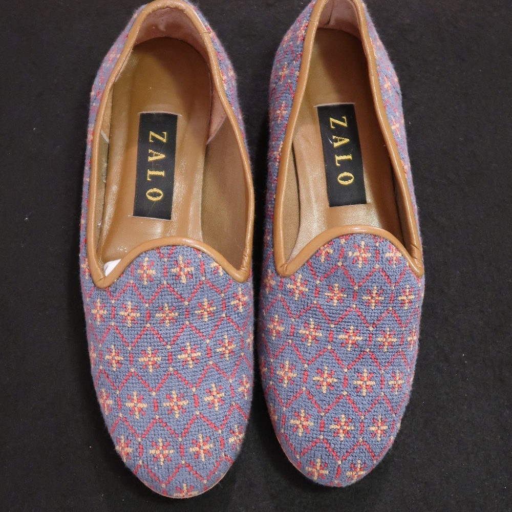 Zalo Vintage Needlepoint Embroidered Loafers 7